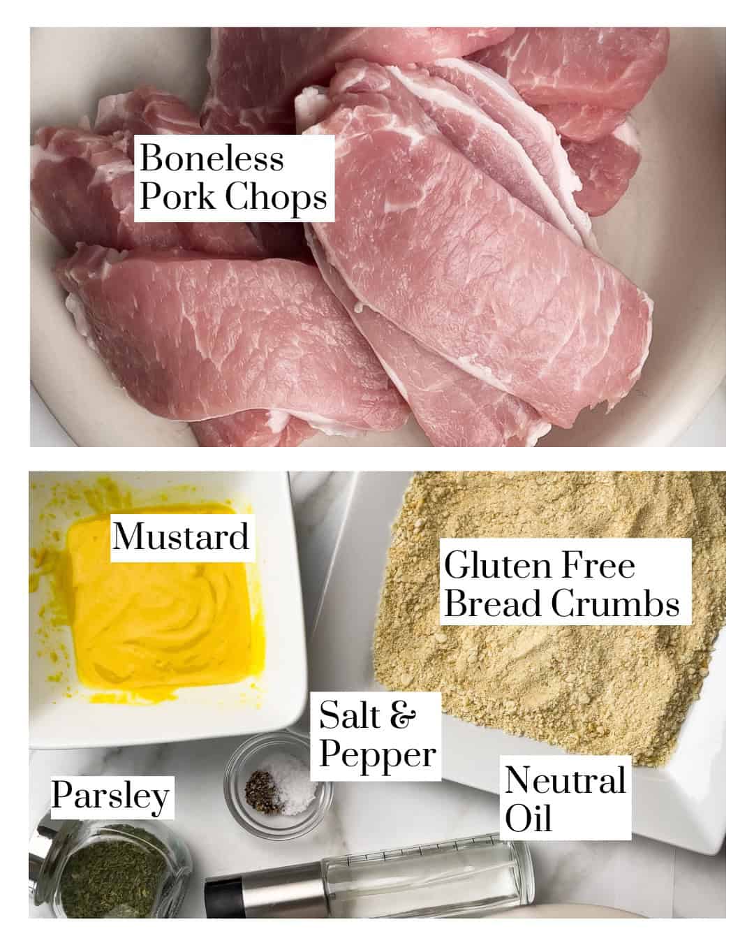 Baked Schnitzels Ingredient Diagram labelled.